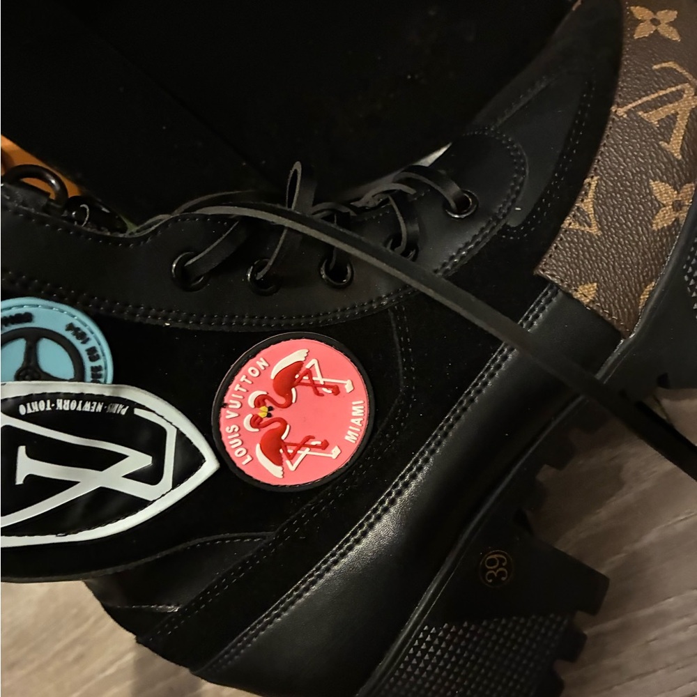 Louis Vuitton Black & Brown Monogram Lug-sole Boots - Picture 3 of 6